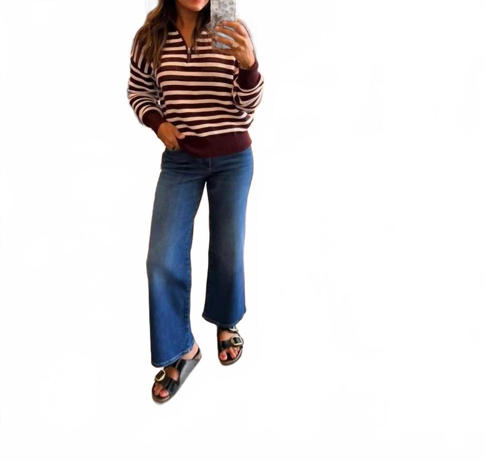 NEW STITCHES & STRIPES women's everly half zip sweater in port combo